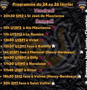 Le Programme du Week-end du 25/02