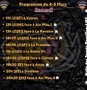 Le Programme du Week-end du 04/03