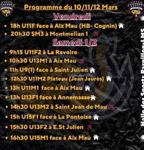 Le Programme du Week-end 11/03