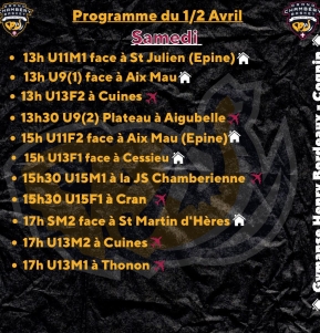 Le Programme du Week-end 1/04