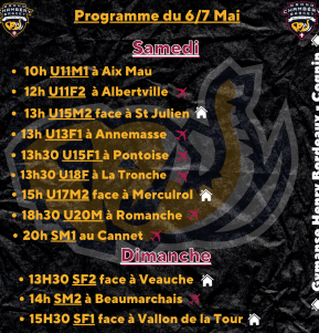 Le programme du week-end 6/05