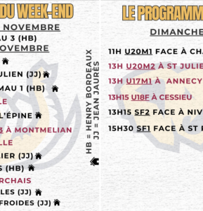 Le programme du Week-end 18/11