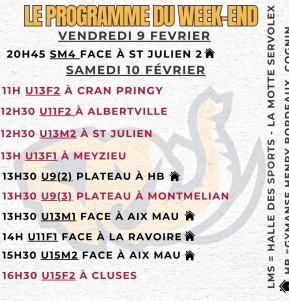 Le programme du week-end 10/02 🏀