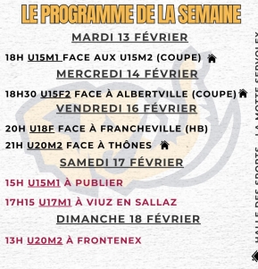 Le programme de la Semaine 14/02 🏀